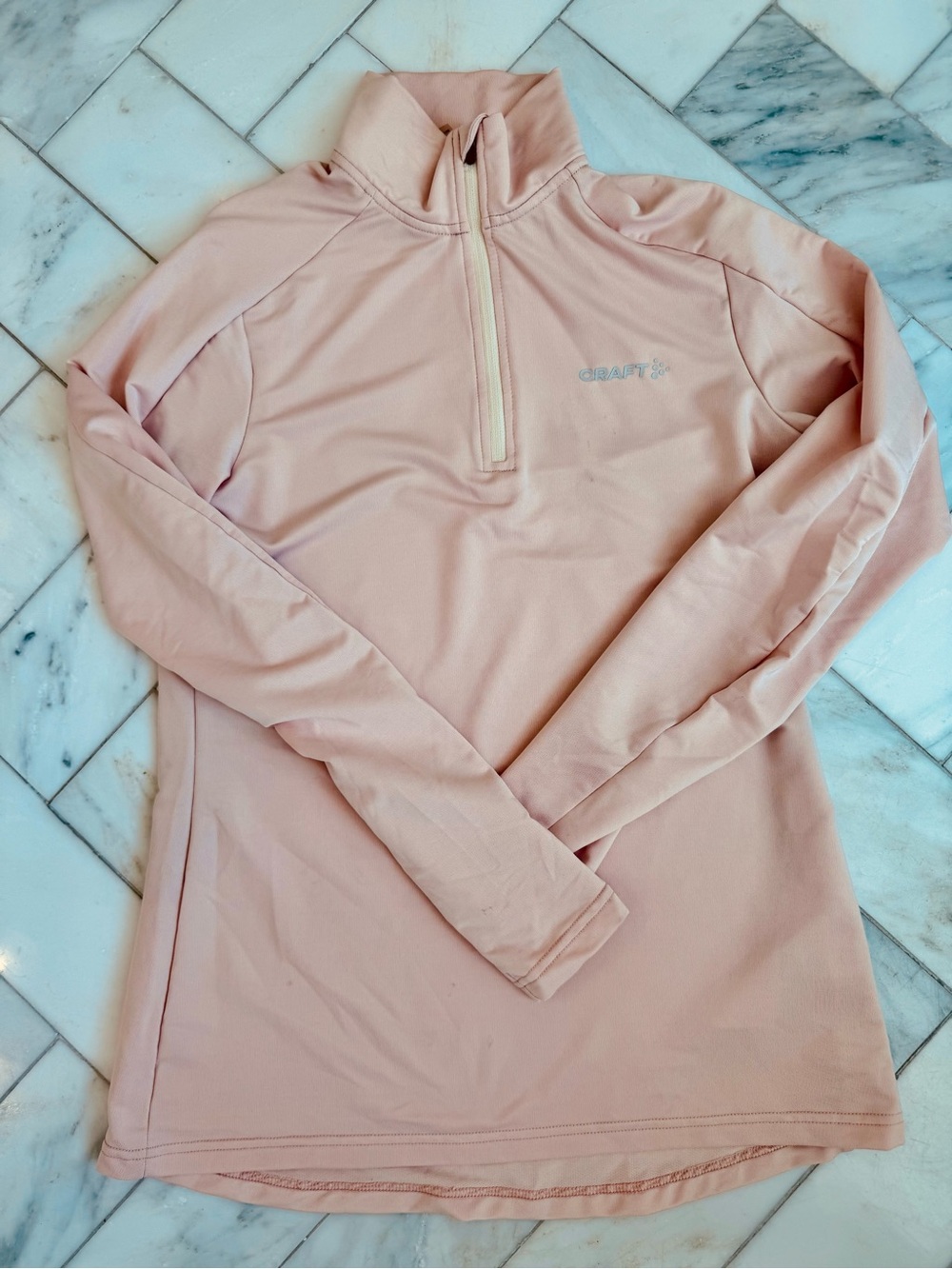 Craft Pale Pink Half-Zip Performance Top Size M